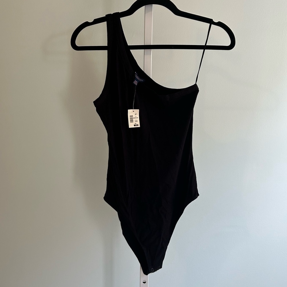 NWT Aeropostale Black Ribbed One Shoulder Bodysuit
